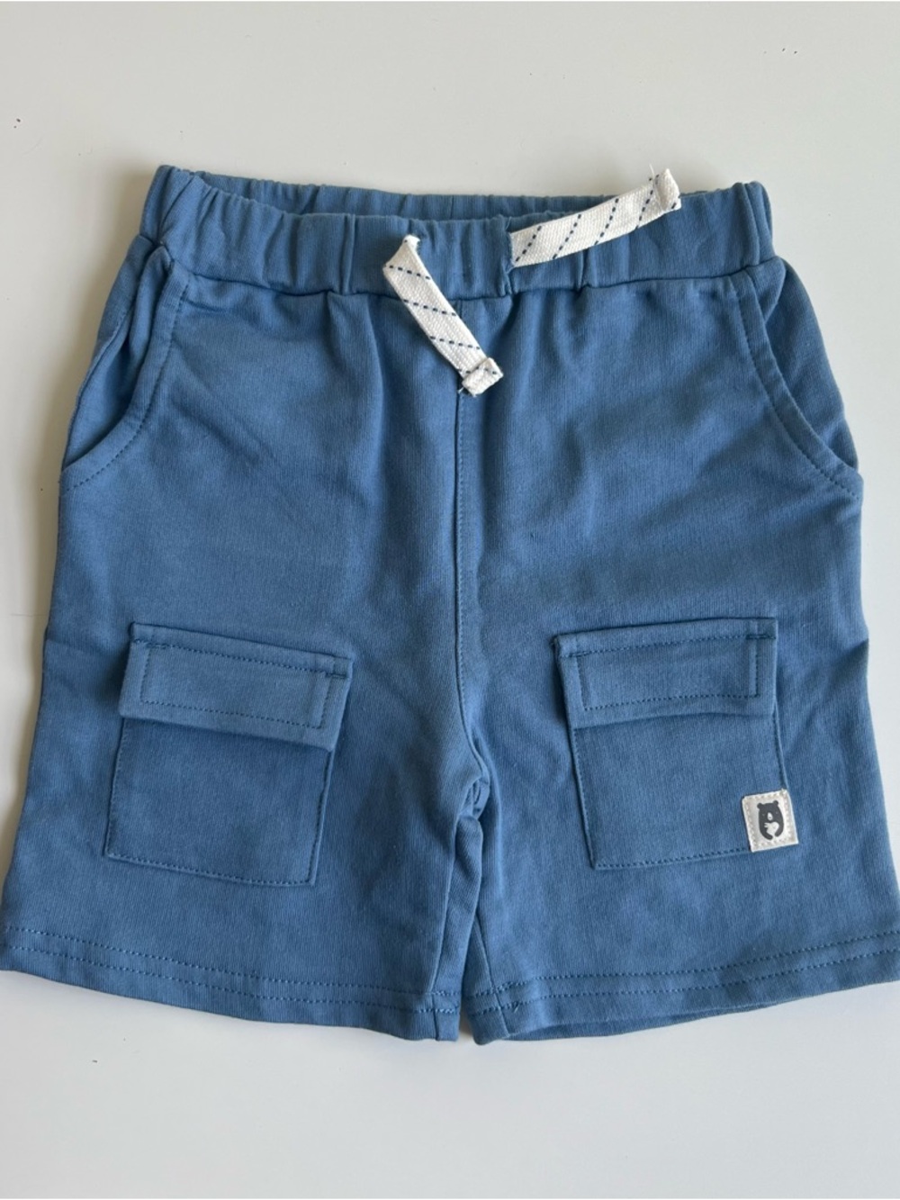 Rabbit + Bear Organic Cotton Blue Drawstring Shorts 2T